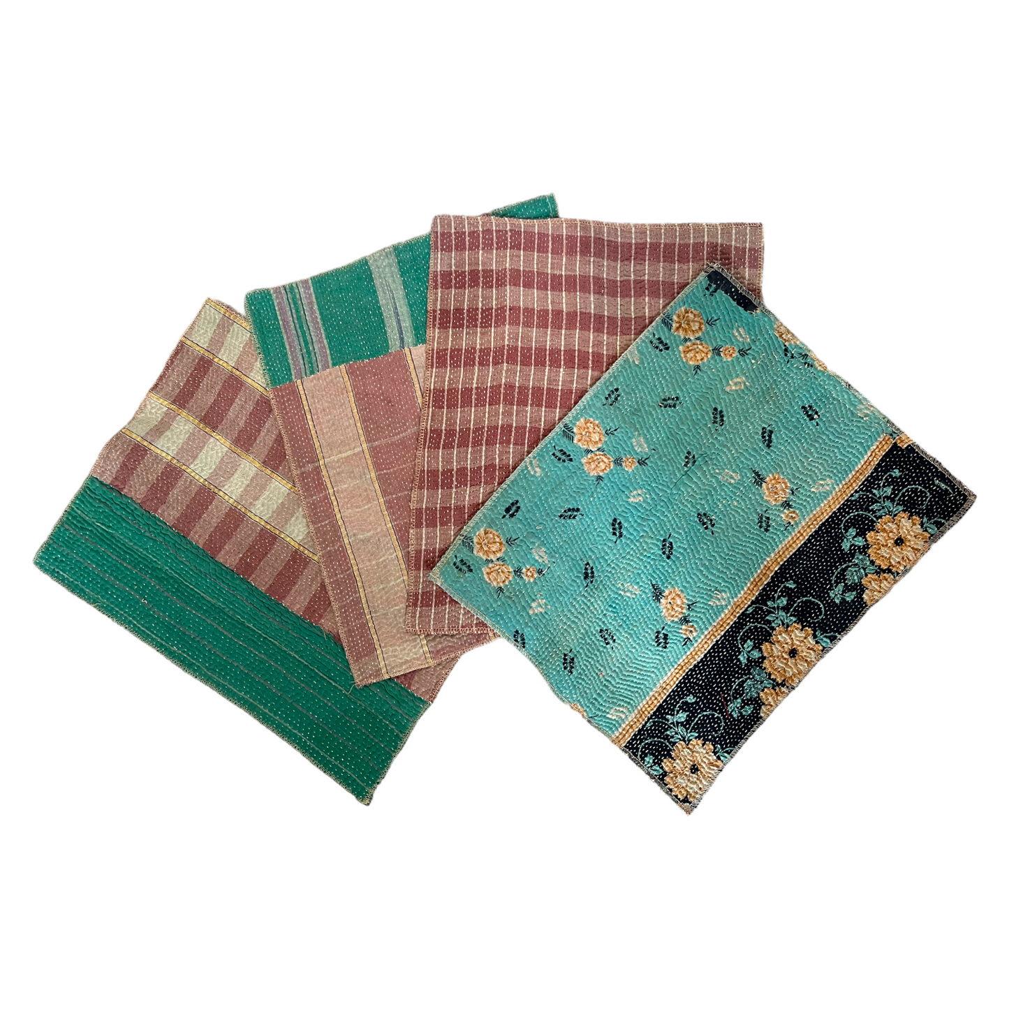 Pink check Kantha placemat set