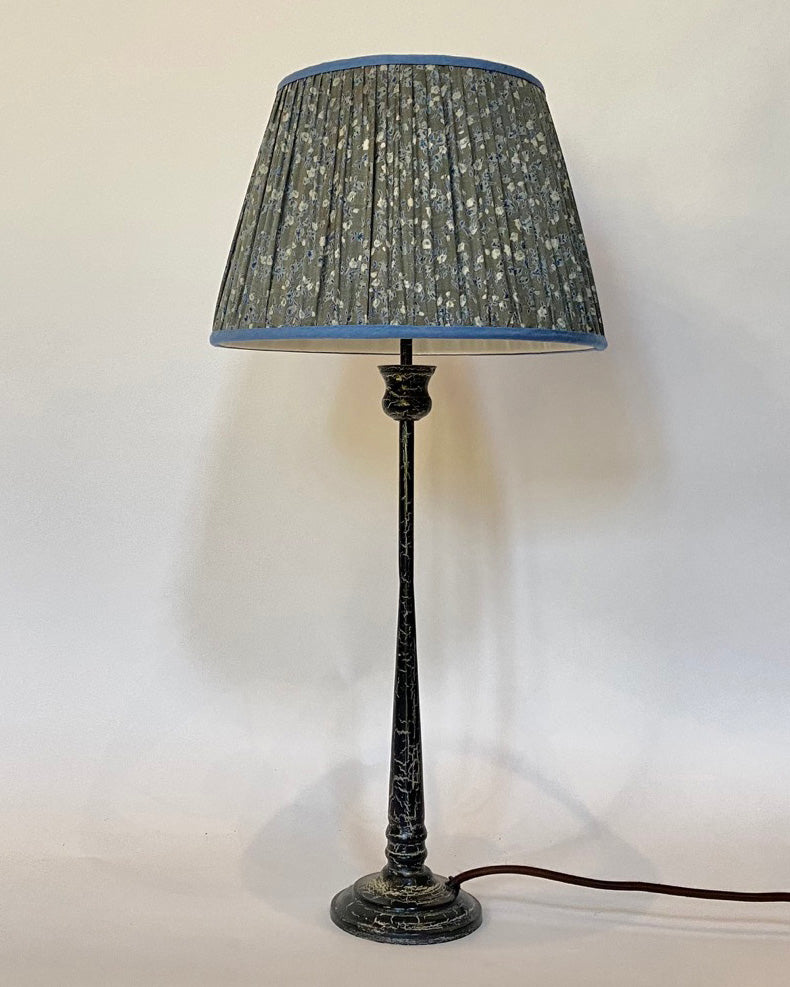 Air force blue paisley vintage silk sari lampshade candlestick lamp base