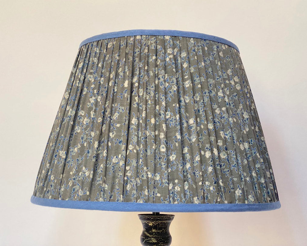Air force blue paisley vintage silk sari lampshade