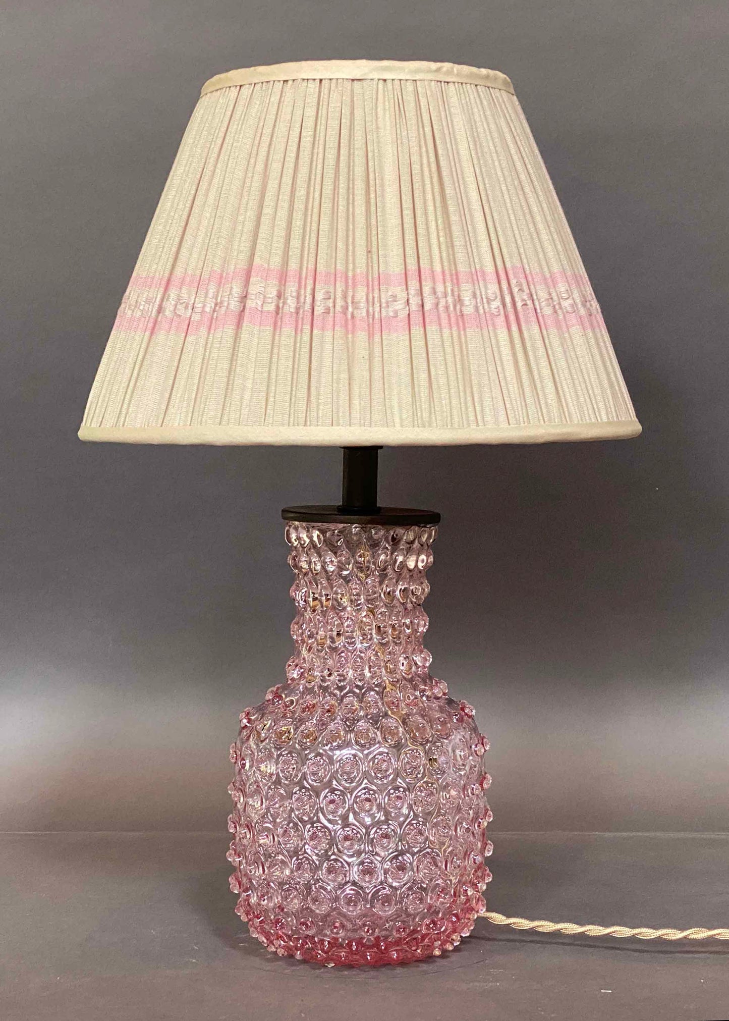 Anika Pink Hobnail Glass Lamp Base
