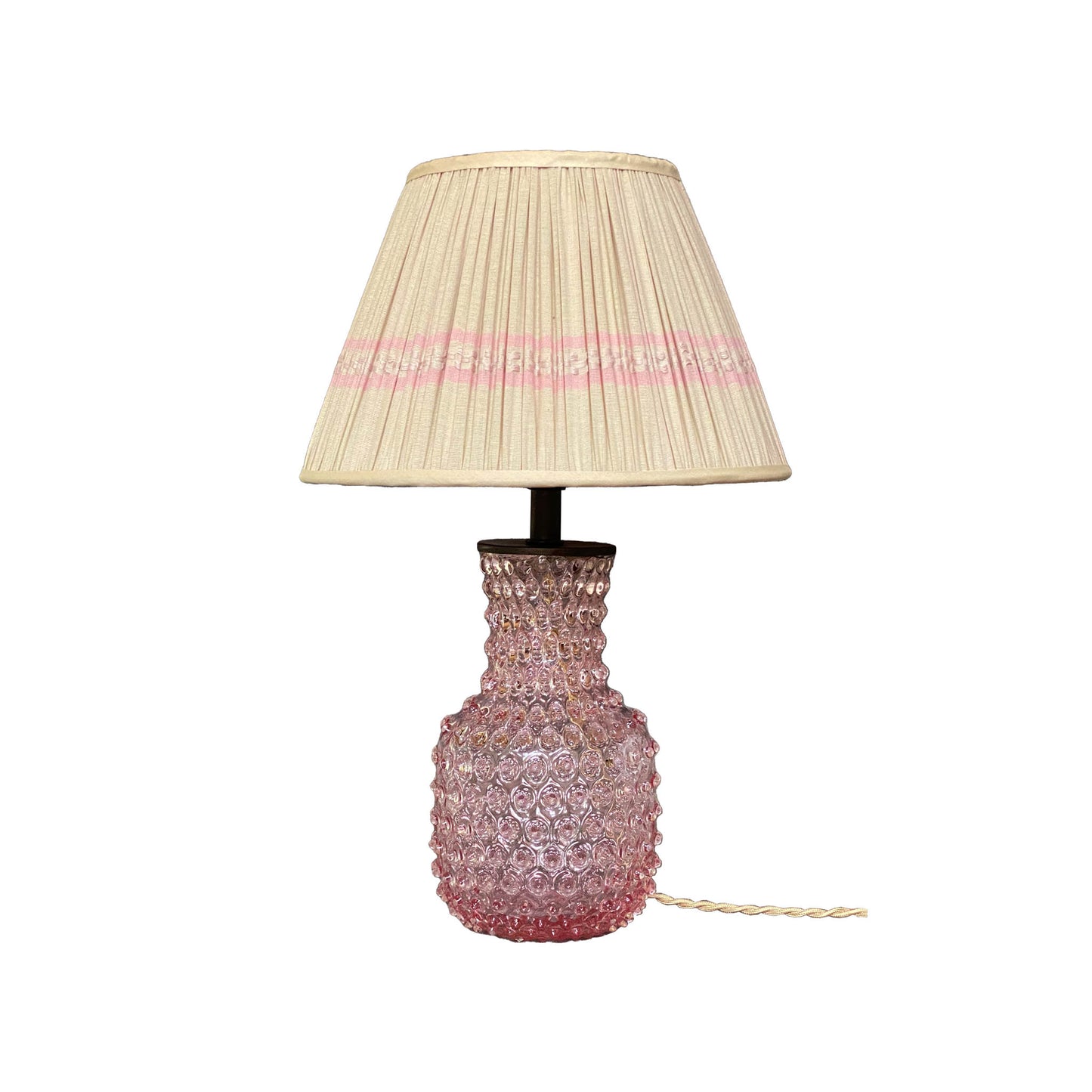 Anika Pink Hobnail Glass Lamp Base