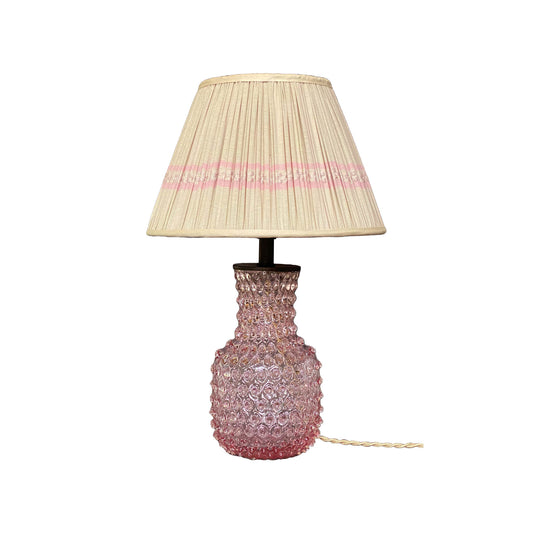 Anika Pink Hobnail Glass Lamp Base