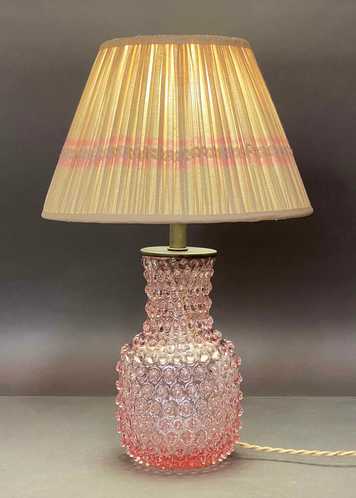 Anika Pink Hobnail Glass Lamp Base
