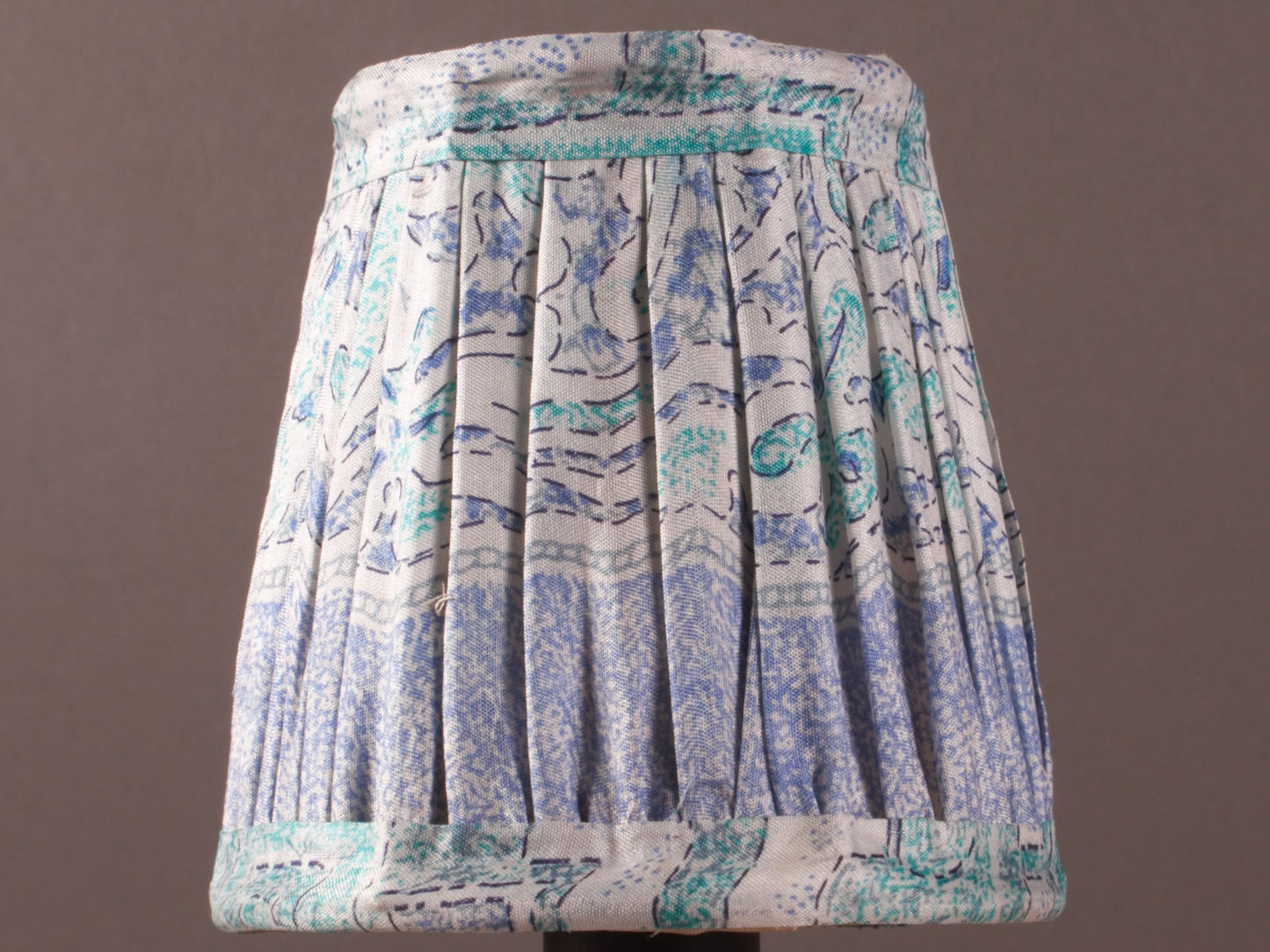 Aqua Blue and Cream Silk Lampshade