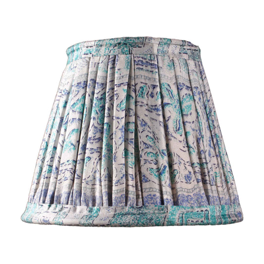 Aqua Blue and Cream Silk Lampshade