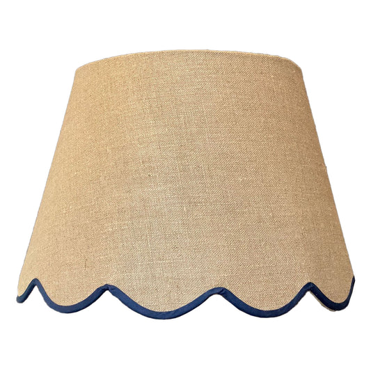 Blue Linen Scallop Lampshade