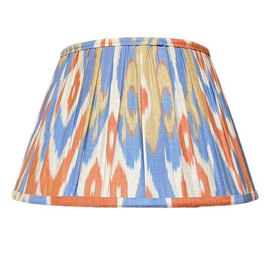 Blue orange and yellow ikat silk lampshade
