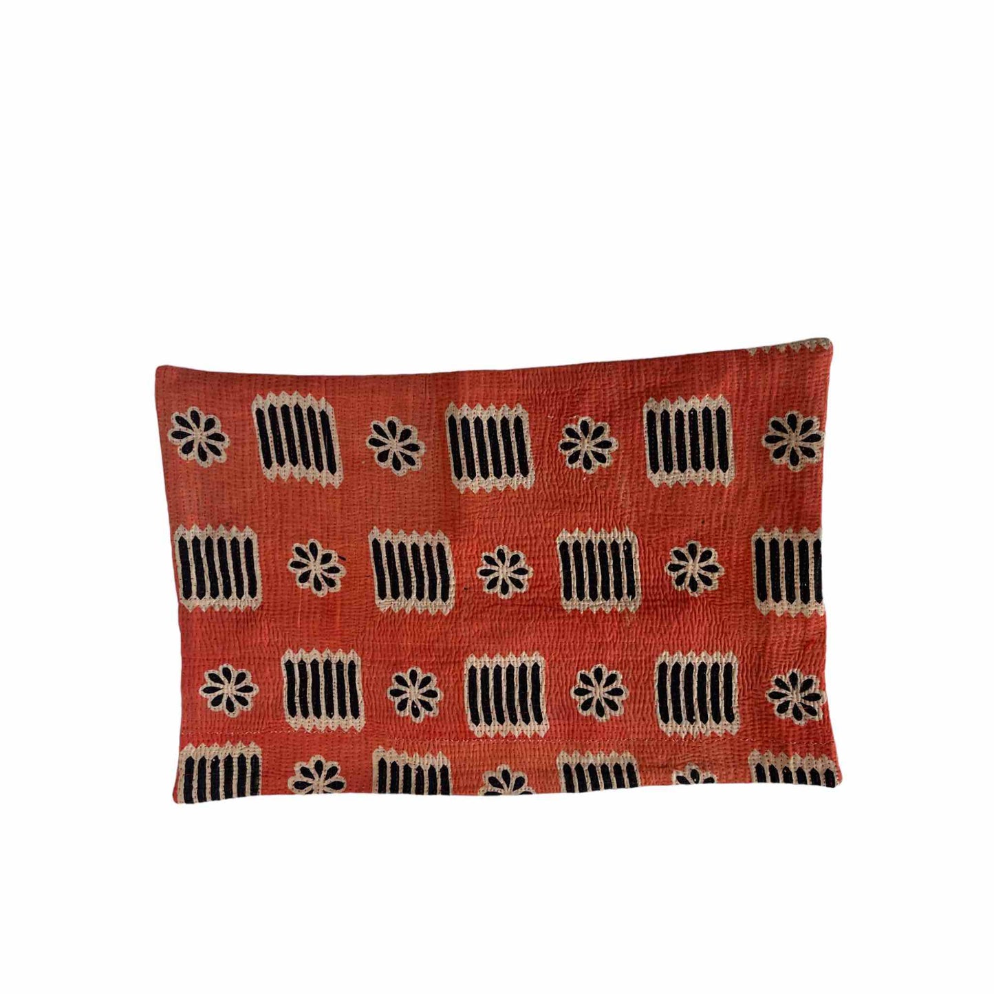 Coral kantha cushion