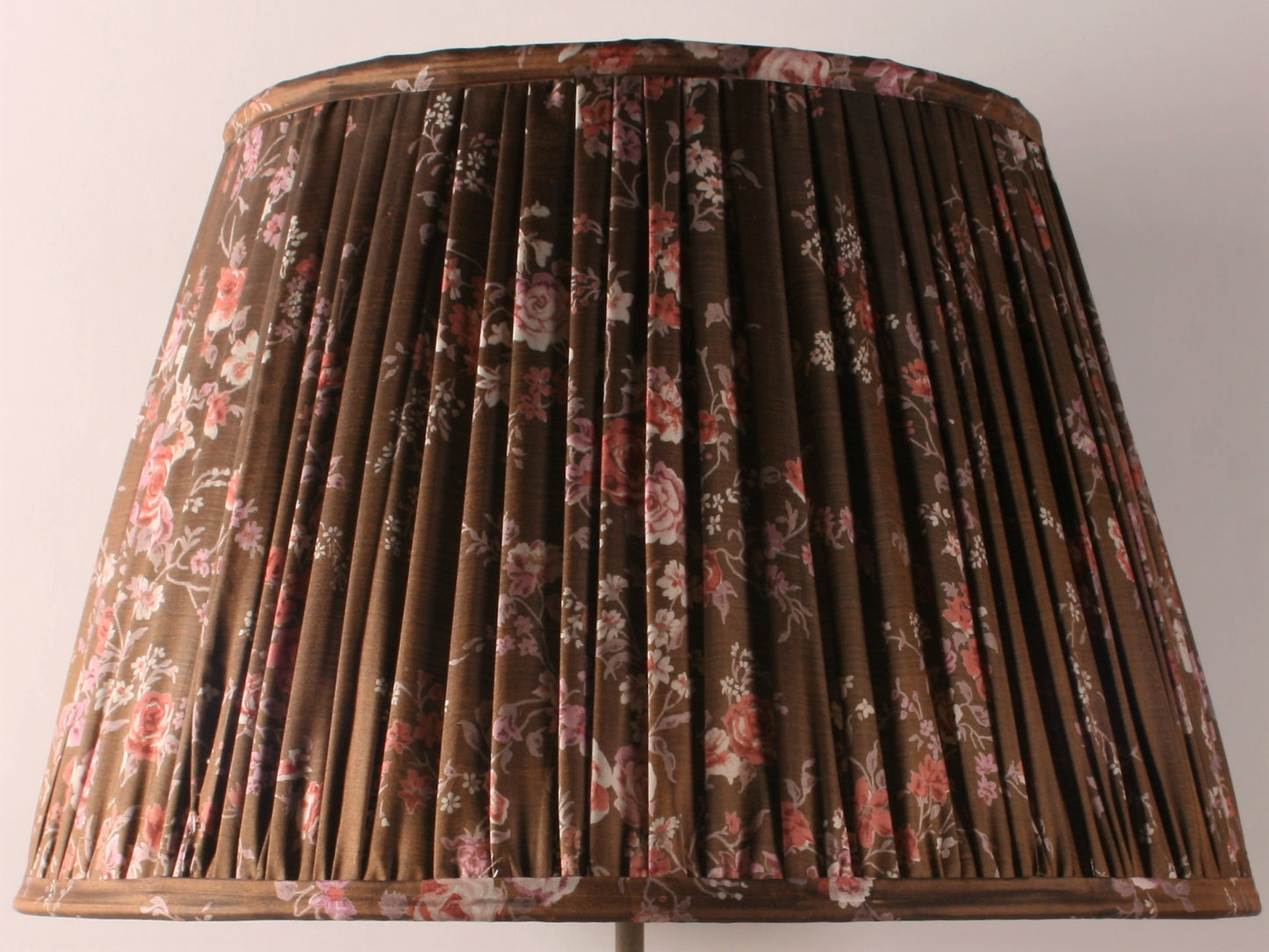 Chocolate with Pink Floral Silk Lampshade