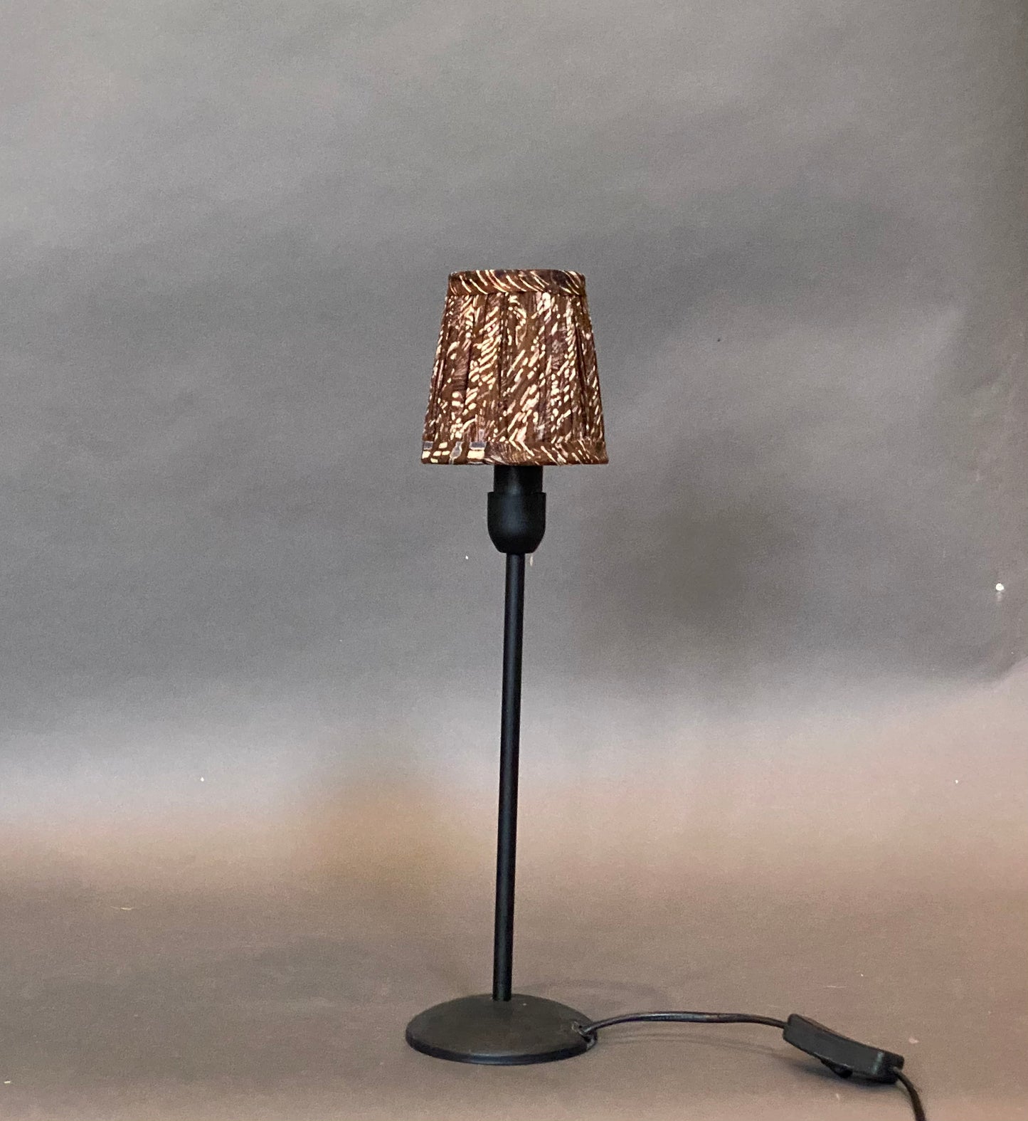 Brown slash silk sari lampshade wide view