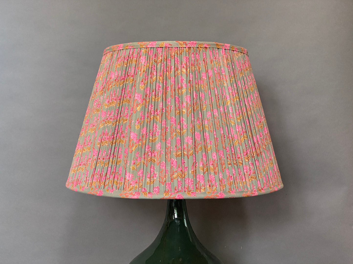 Pink & ochre cotton lampshade