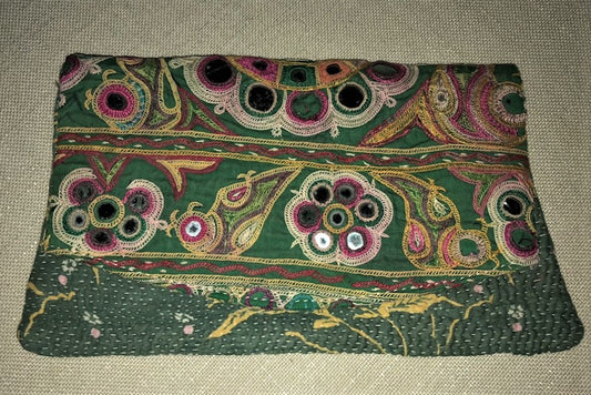Green And Pink Vintage Clutch Bag