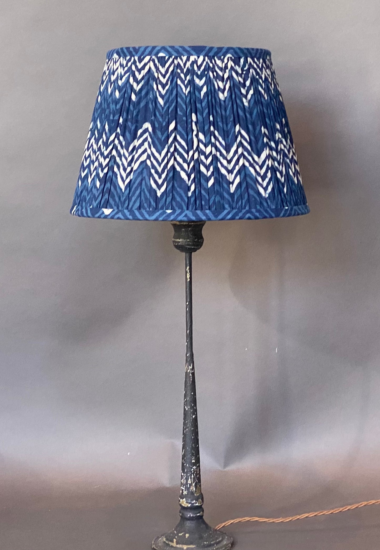 Indigo Chevron Cotton Lampshade