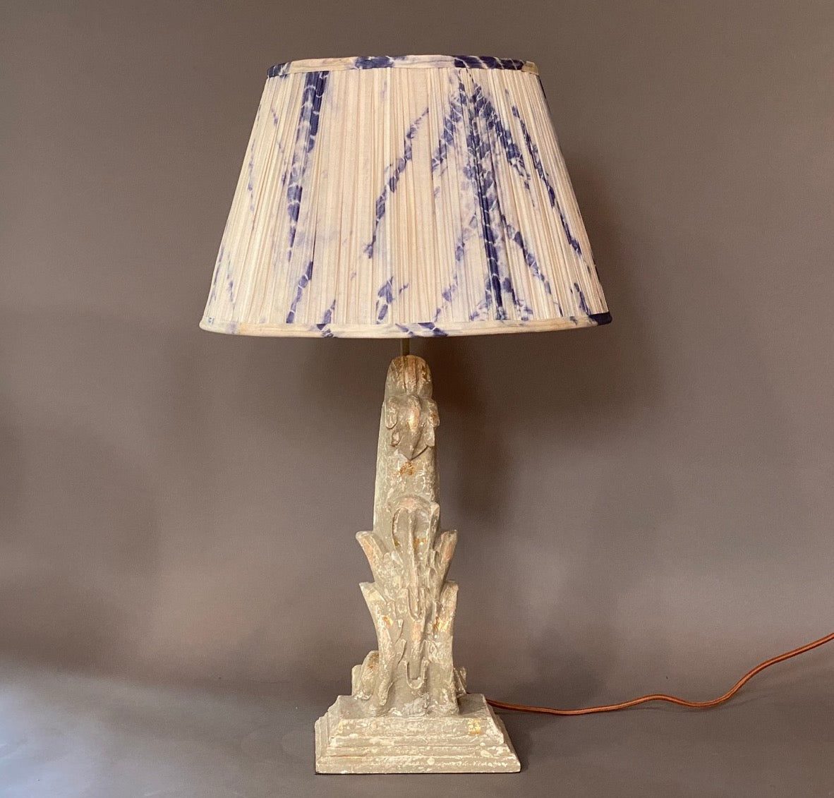 Shibori indigo pushka silk lampshade