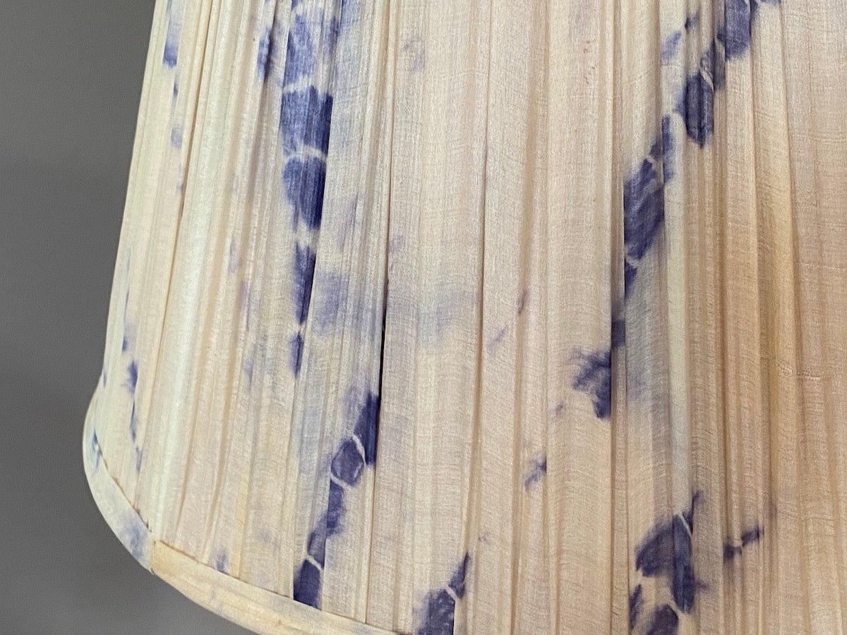 Shibori indigo silk lampshade