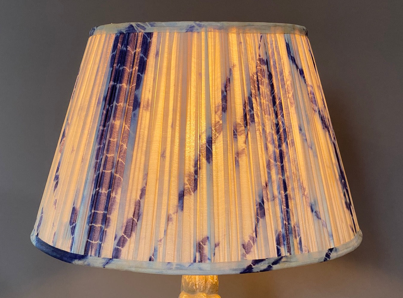 Shibori indigo lampshade silk