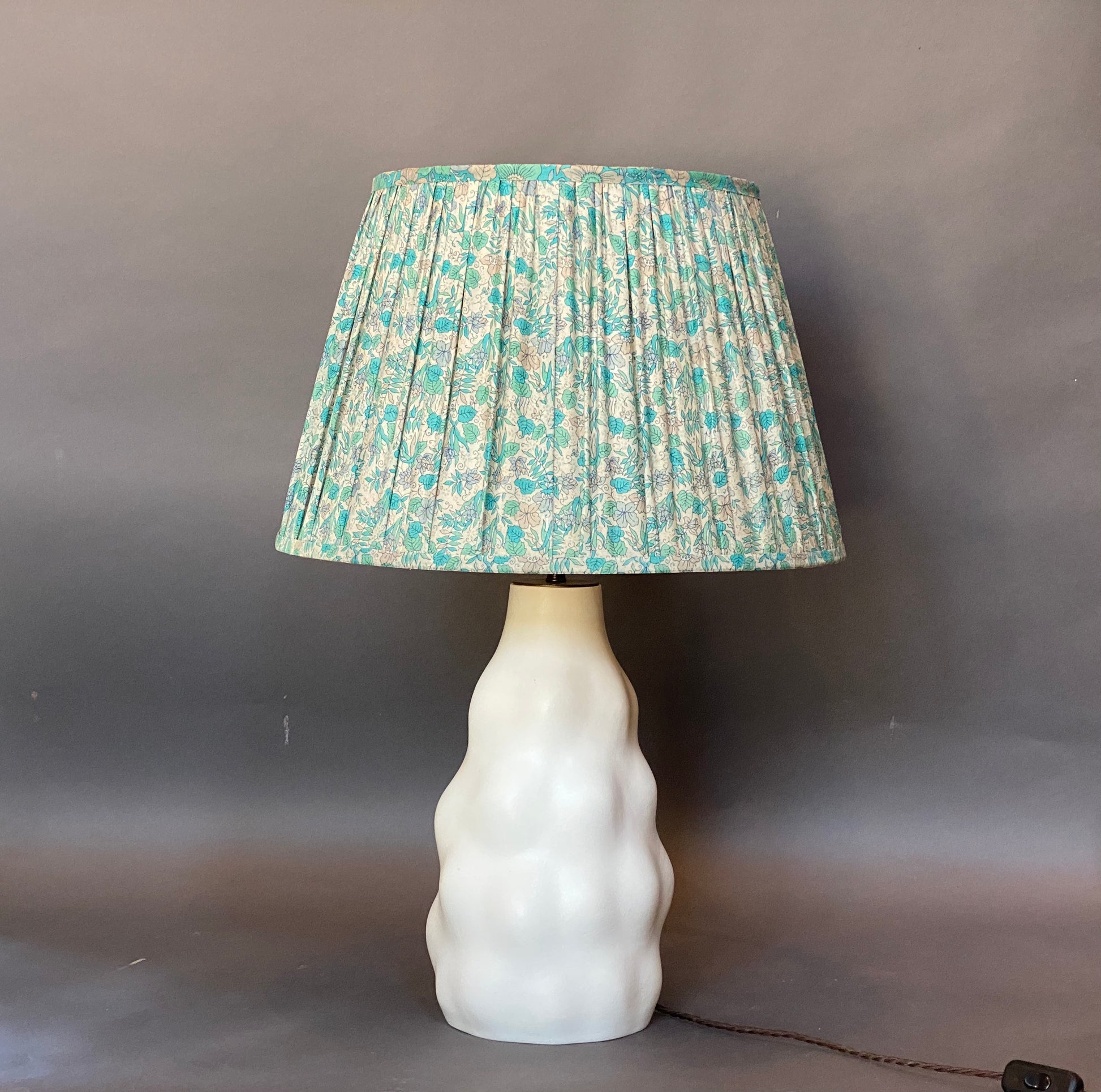 Aqua liberty silk lampshade indoors