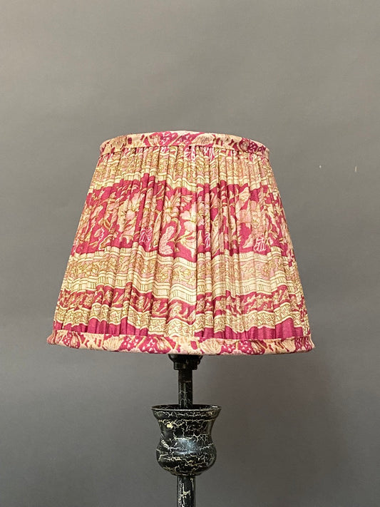 Pink paisley silk sari lampshade