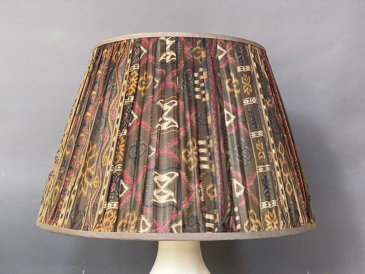 Smoky olive silk sari lampshade