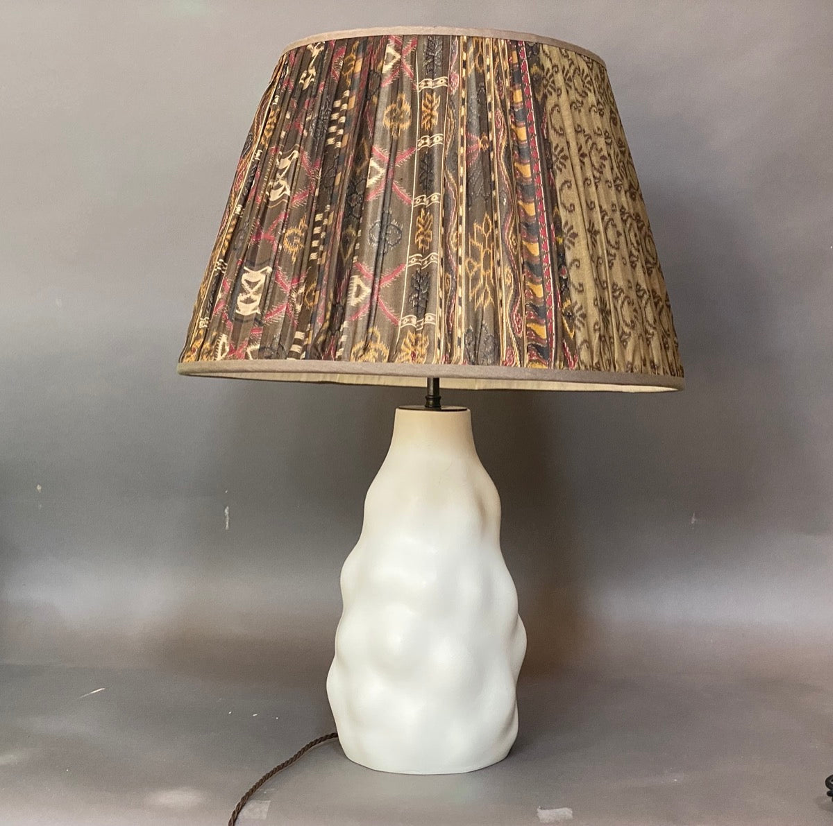 Smoky olive with black silk sari lampshade