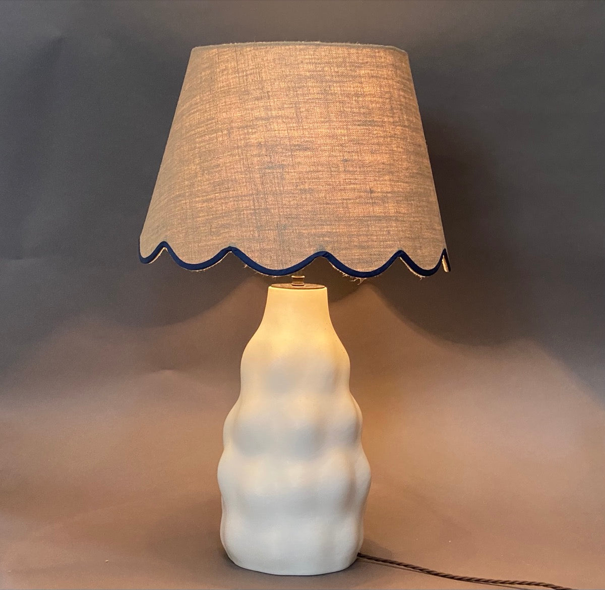 Linen scallop lampshade