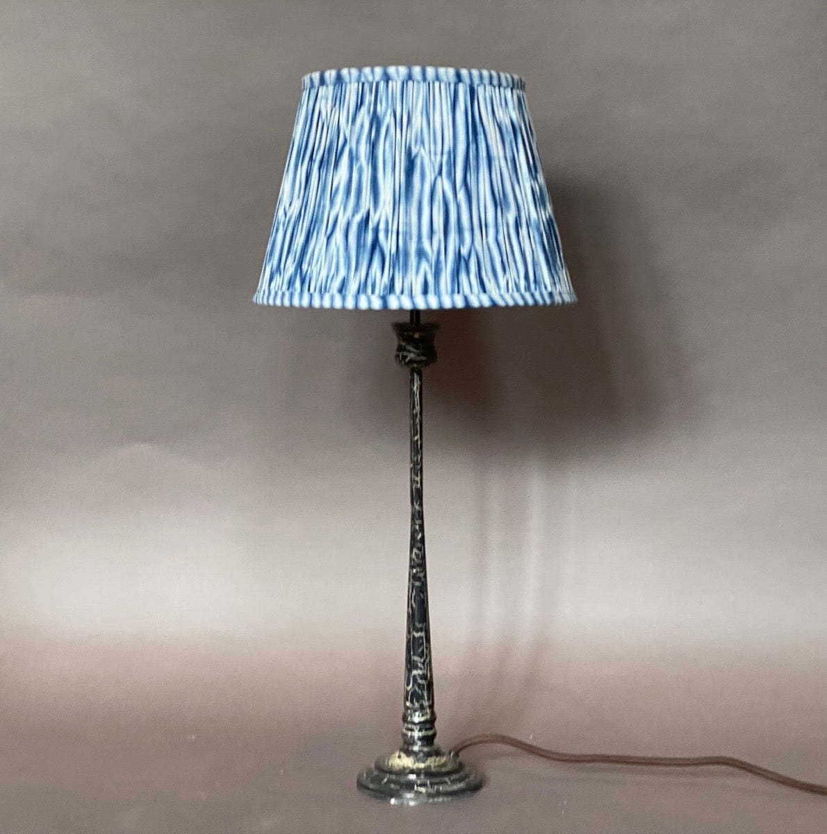 Indigo shibori lampshade