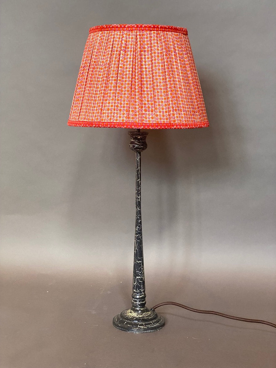 Red and orange geometric silk lampshade
