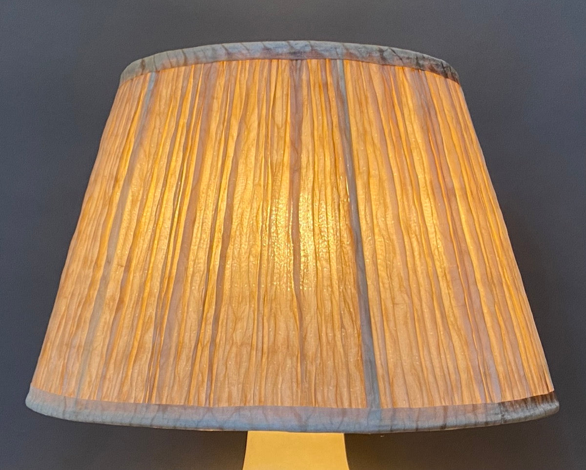 Shibori alleppey silk lampshade lit