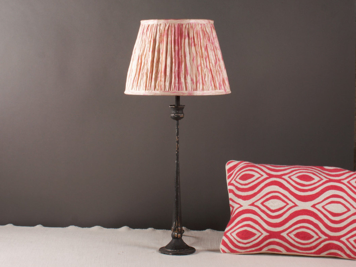 Pink shibori silk lampshade