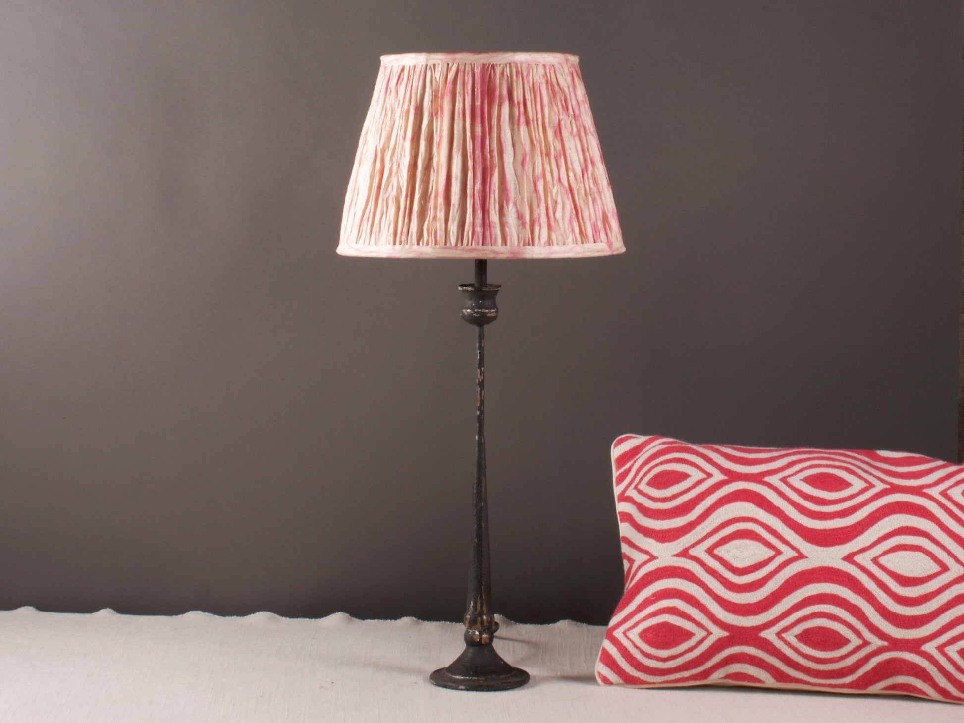 Pink shibori silk lampshade
