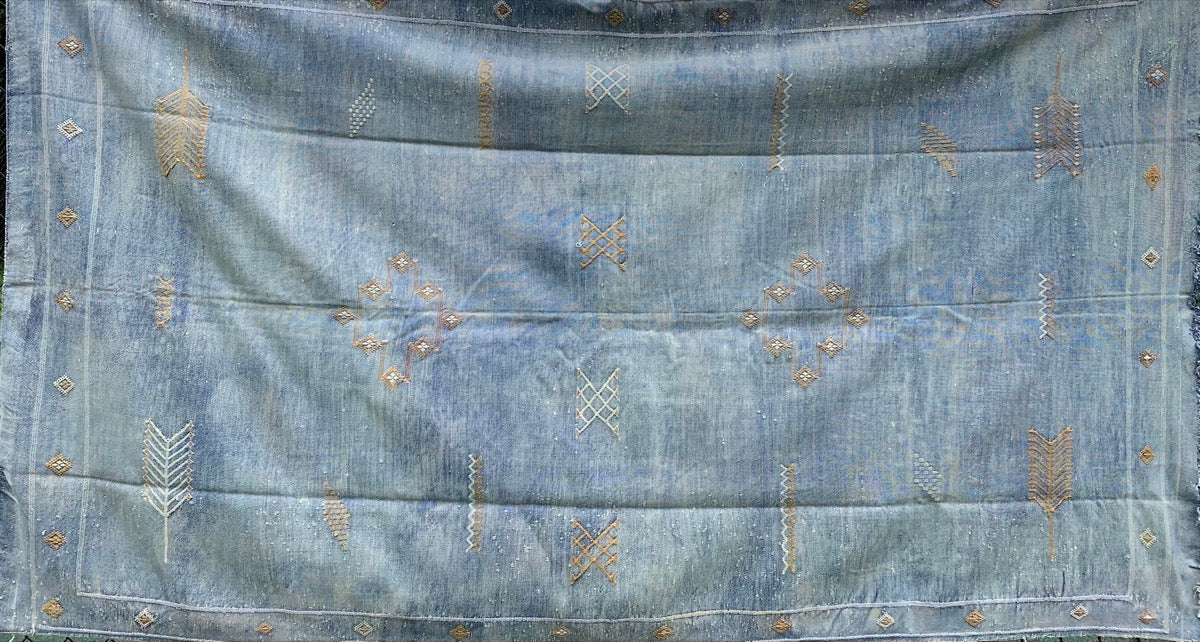 Blue cactus silk kilim rug