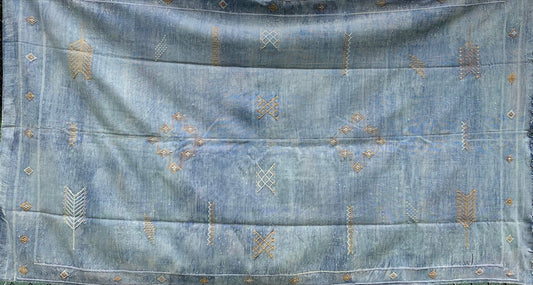 Blue cactus silk kilim rug