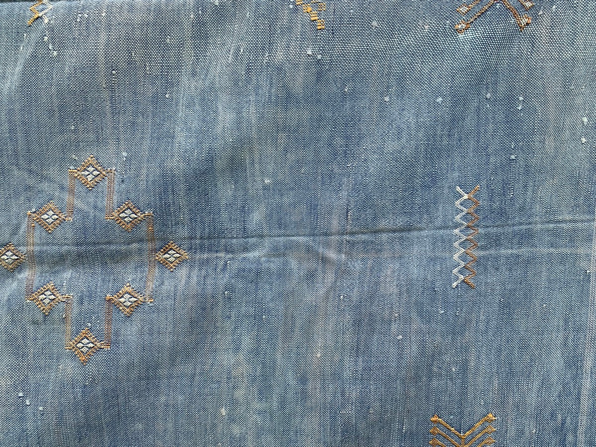 Cactus silk kilim rug blue