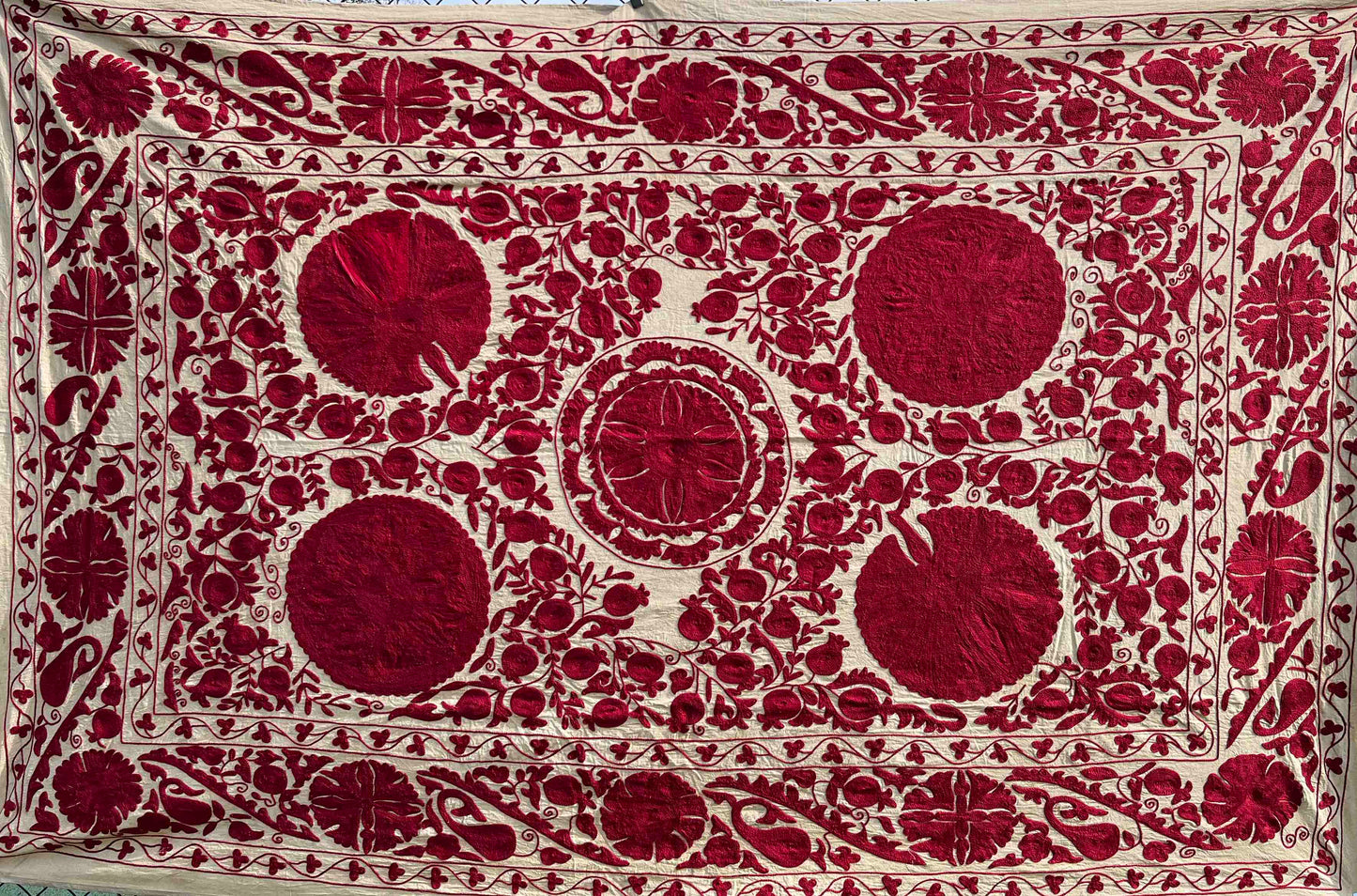 Red on oatmeal suzani