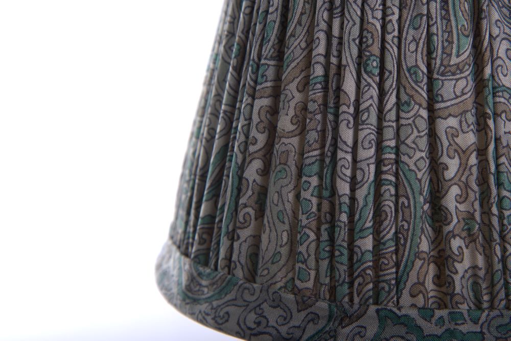 Duck egg paisley silk lampshade closeup