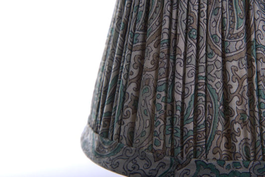 Duck egg paisley silk lampshade closeup