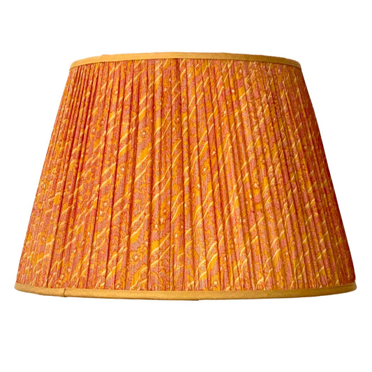Yellow and Pink vintage silk sari lampshade cutout