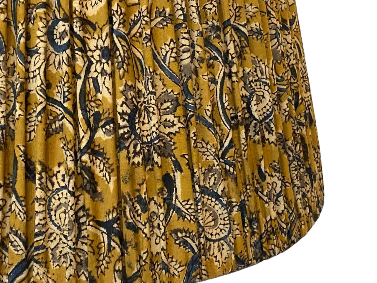 yellow and blue kalamkari shade close up
