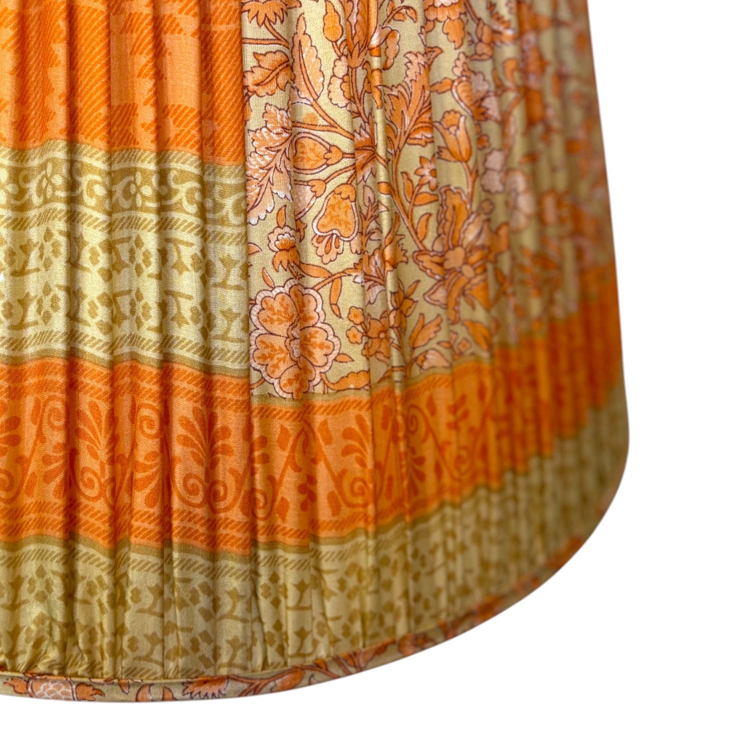Tangerine and cream vintage silk sari lampshade