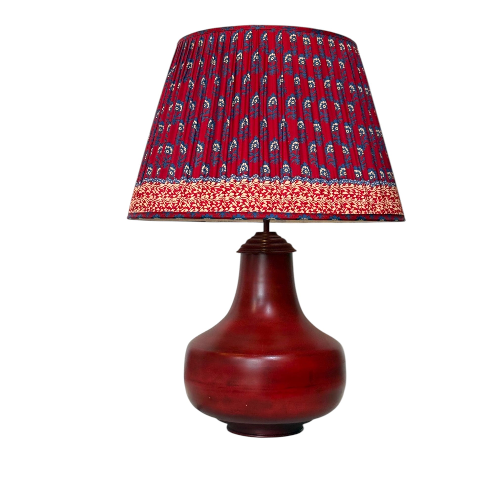 50cm scarlet paisley vintage sari lampshade on priyanka lamp
