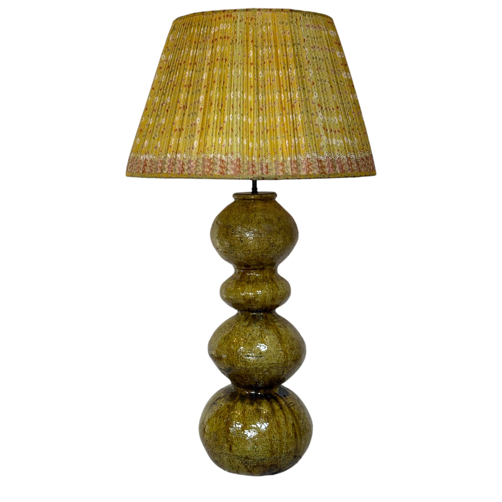 Acid green lampshade on tamegroute lamp