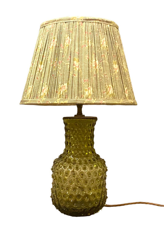Anika green hobnail glass table lamp