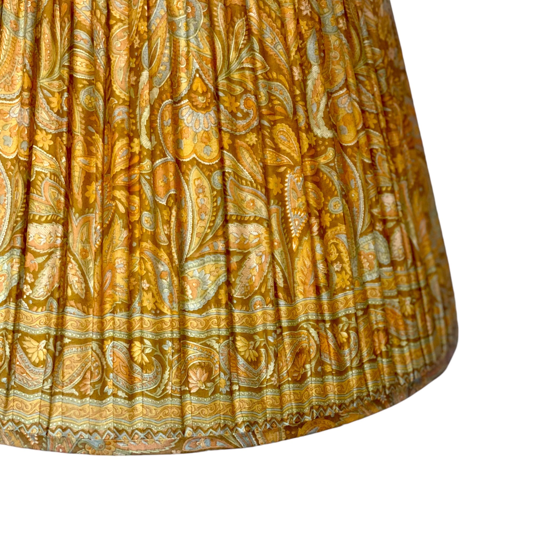 Handmade Apricot & Aqua Paisley Vintage Silk Sari Gathered