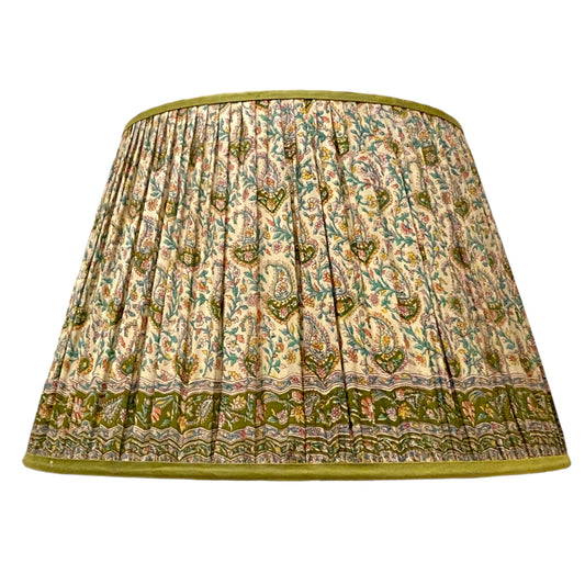 Aqua paisley vintage silk sari lampshade