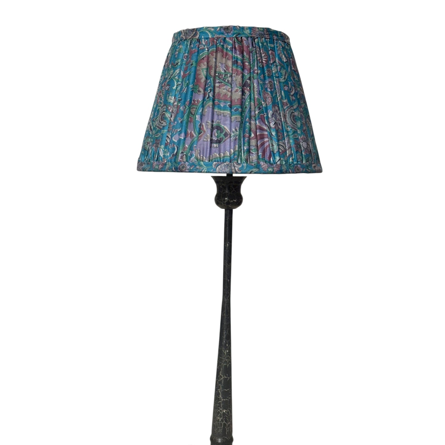 Floral aqua vintage silk sari lampshade