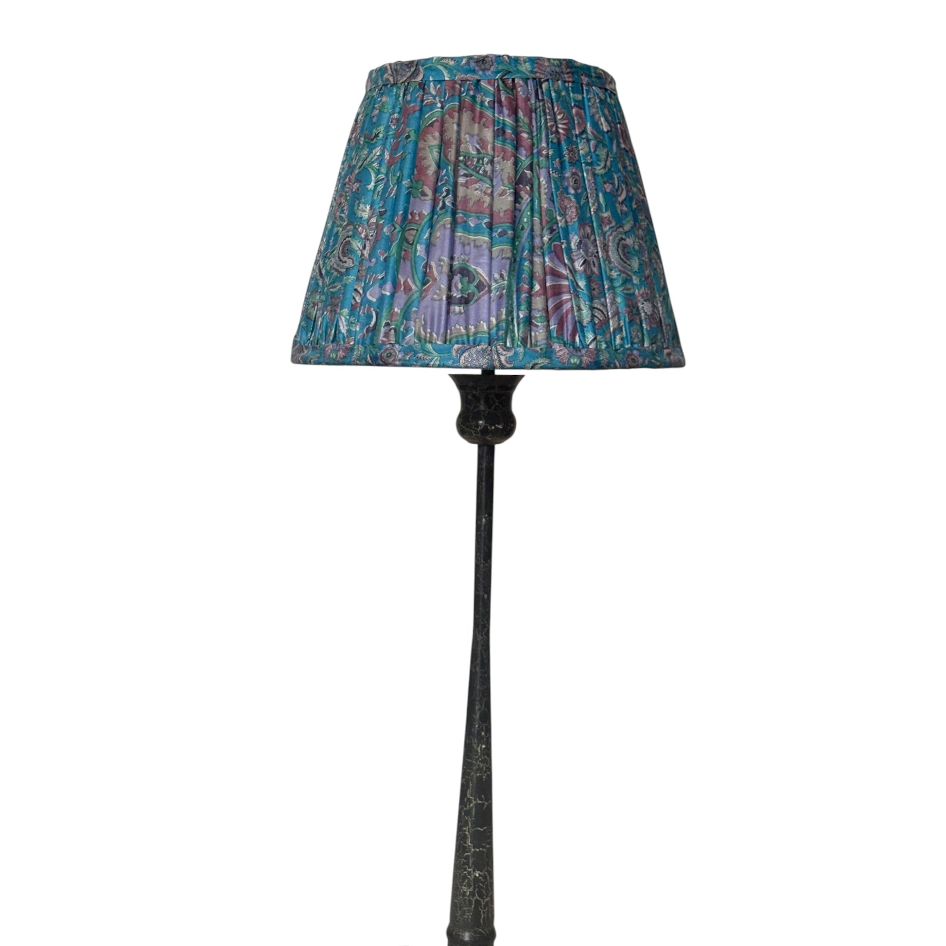 Floral aqua vintage silk sari lampshade