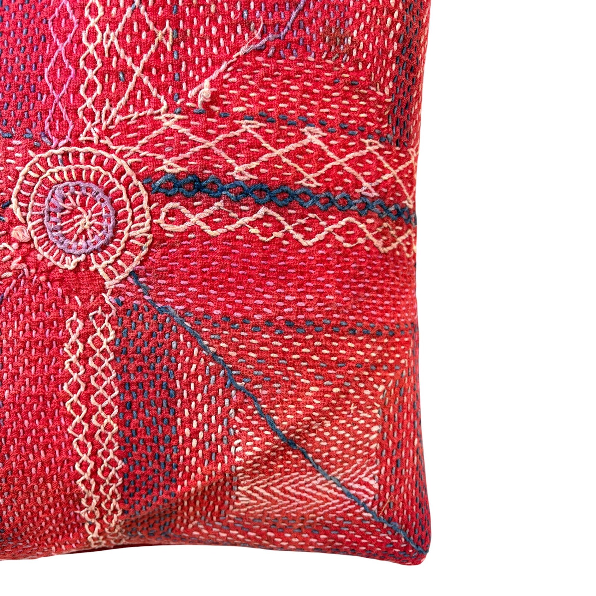 close up banjara mini red cushion