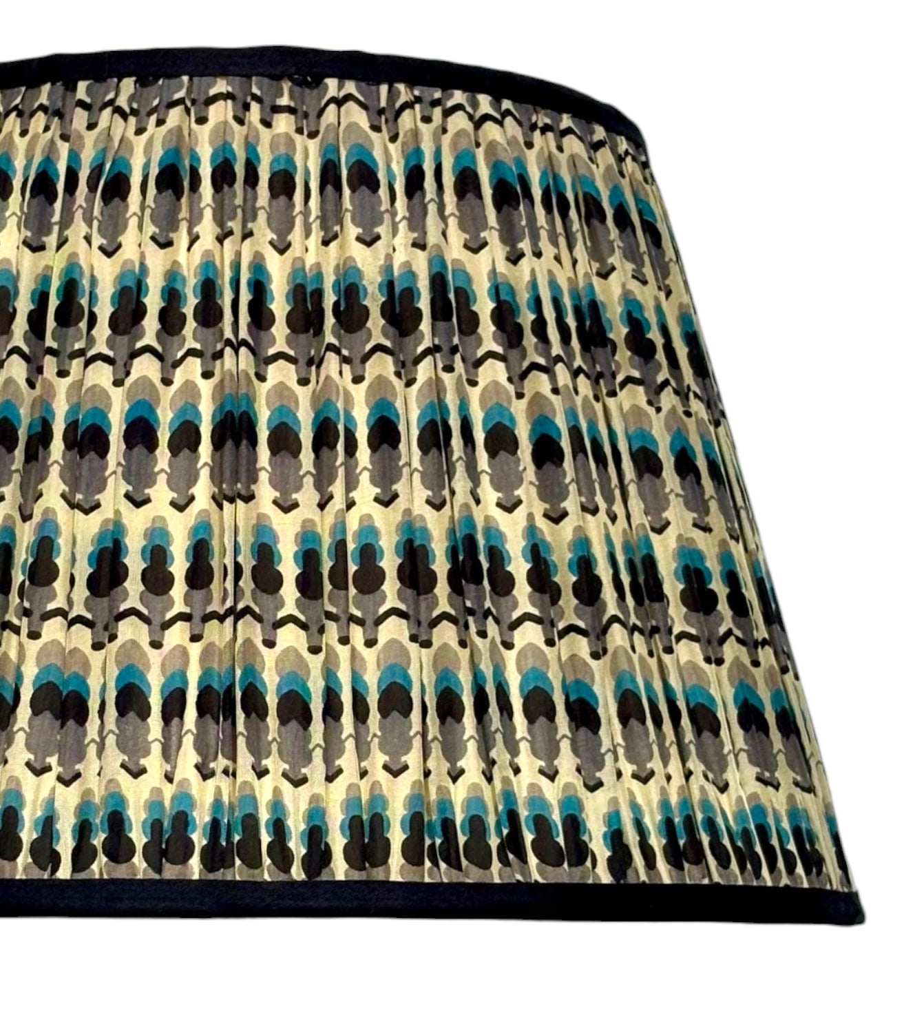 Handmade Black & Blue Gathered Silk Lampshade