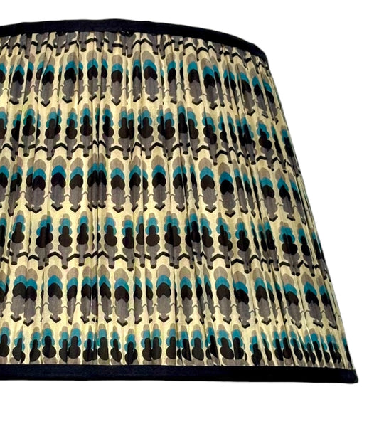 Handmade Black & Blue Gathered Silk Lampshade