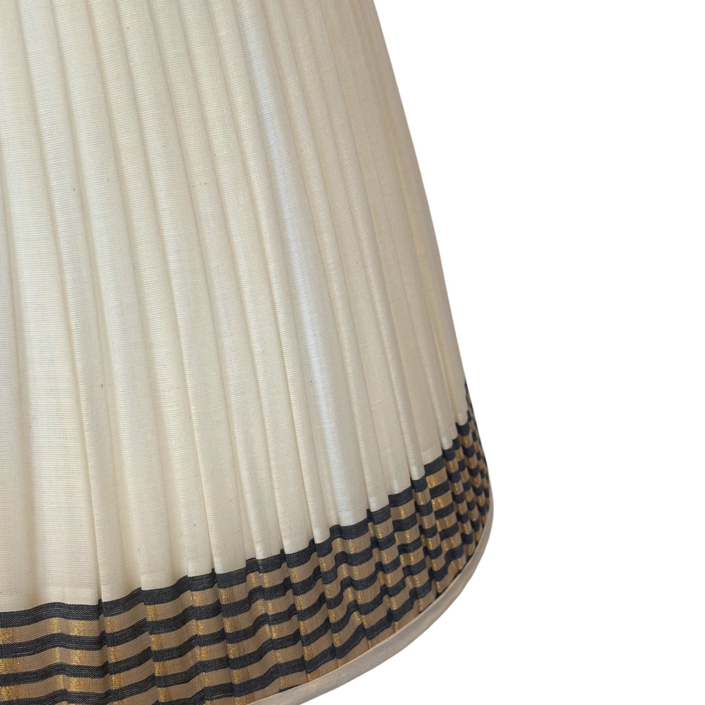 Close up of black and dull gold keralan cotton lampshade